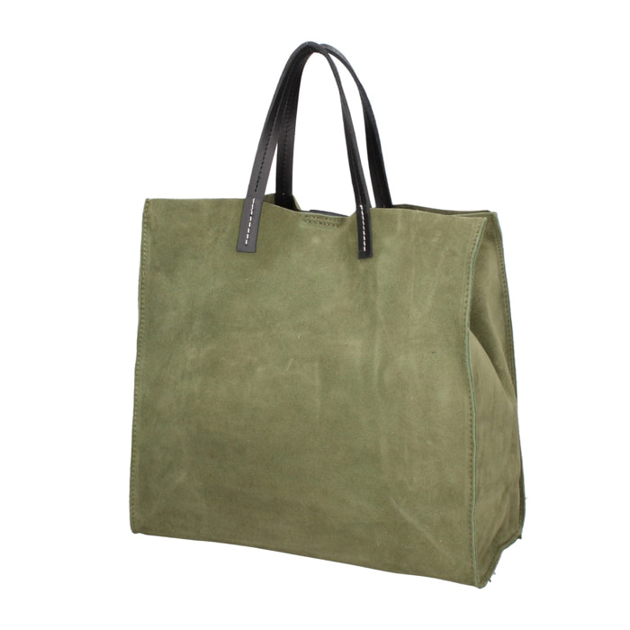 Borsa a mano da donna Made in Italy - Modello Novara Lux - Pelle Scamosciata - 34.5 x 32.0 x 17.0 cm