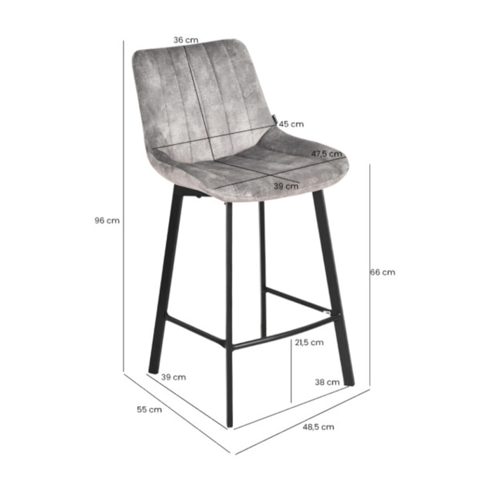 Tabouret de bar rembourré et capitonné en velours - EMMA 2