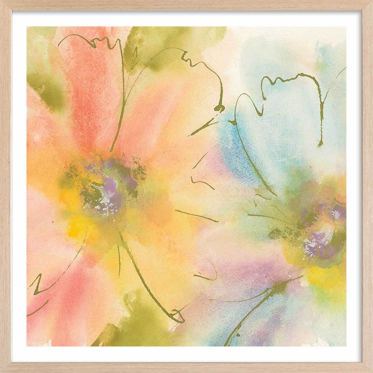 Poster pastel flower Affiche sous cadre bois