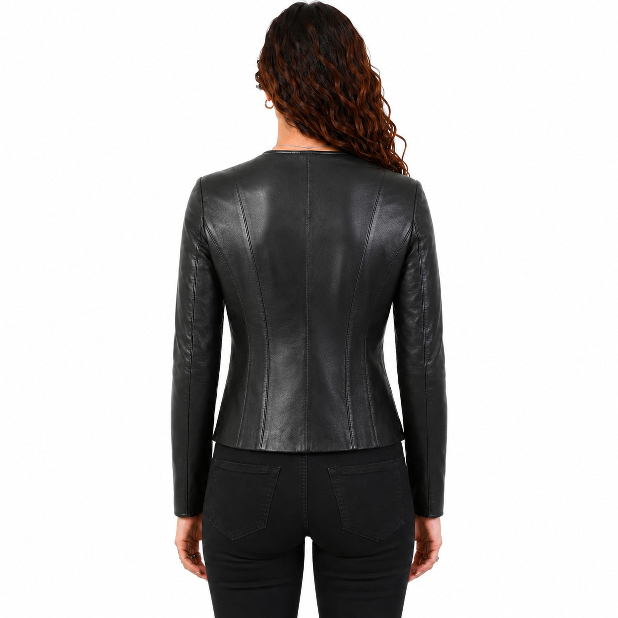 Giubbino in pelle di vitello nappa Nero-Slim Fit