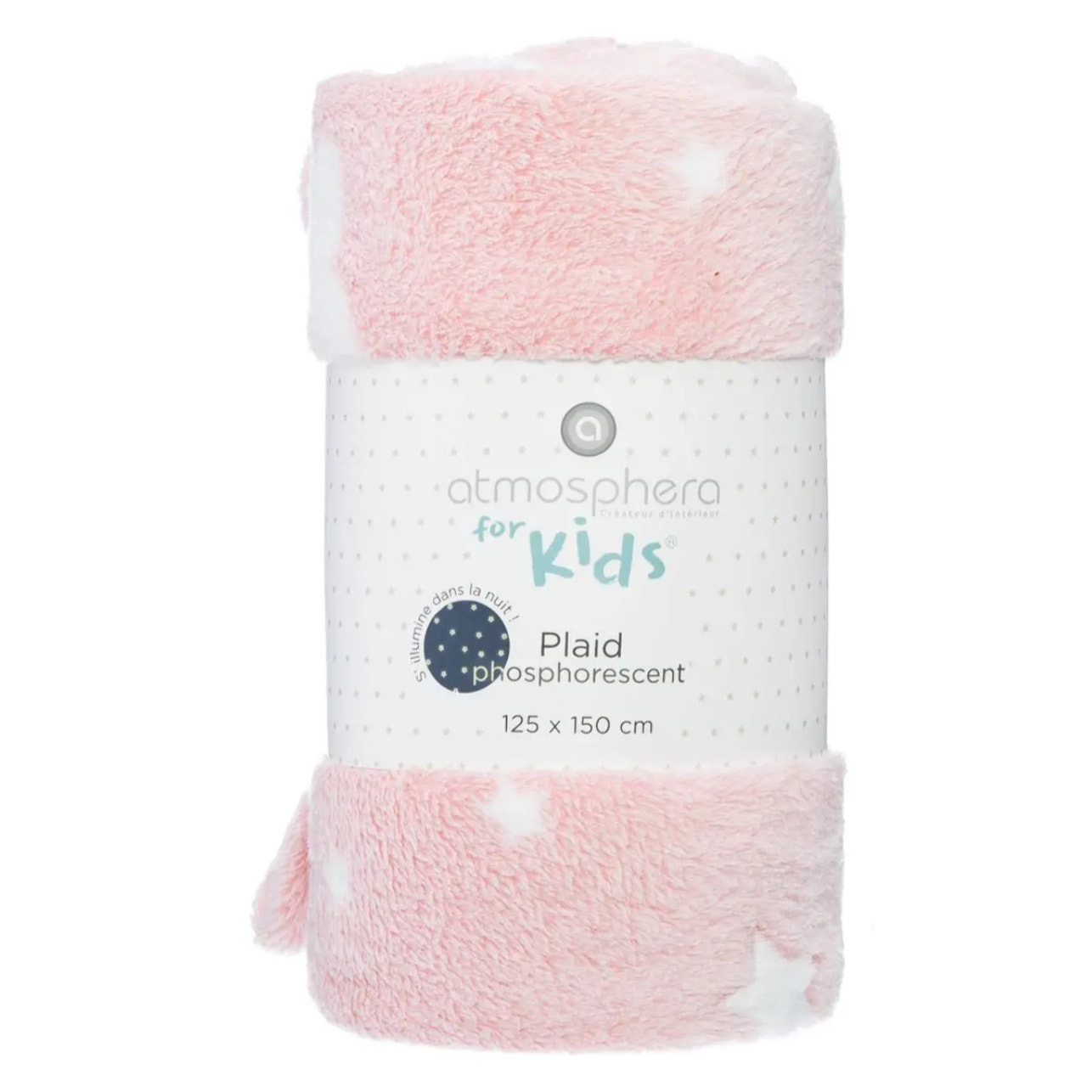 Plaid phosphorescent 125x150cm rose