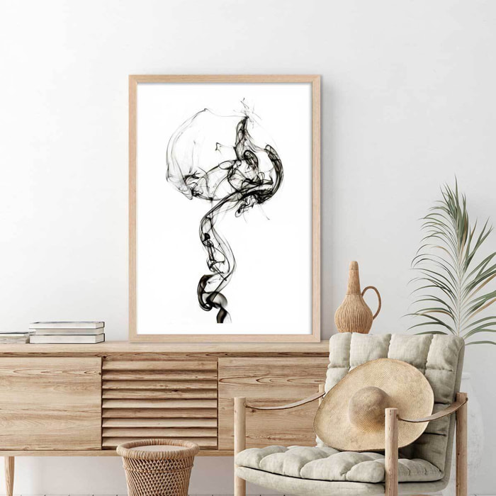Poster black smoke medusa Affiche + cadre en bois - Chêne