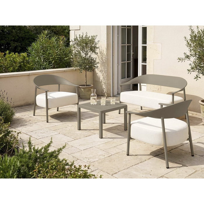 Salon de jardin en métal et plastique "Céora" - 4 places - Taupe