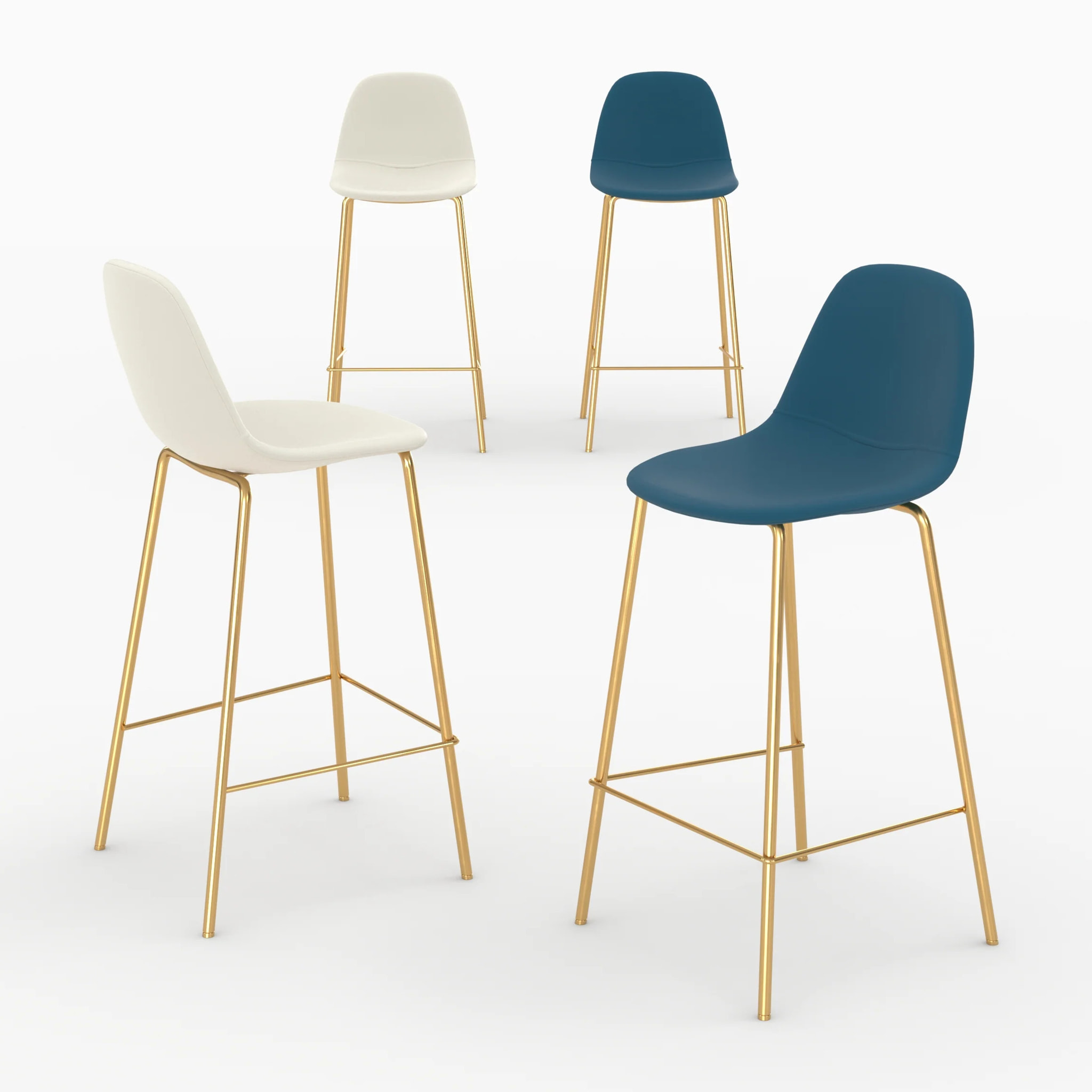 Pack 4 chaises pour îlot central blanches et bleues 65 cm - Henrik