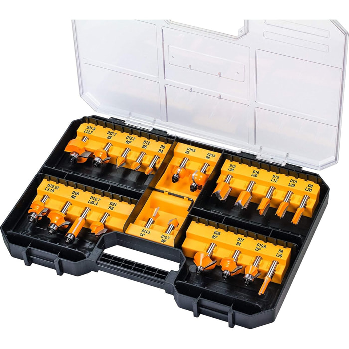 Coffret de 22 fraises de défonceuse - Ø 8 mm - DEWALT - DT90017-QZ