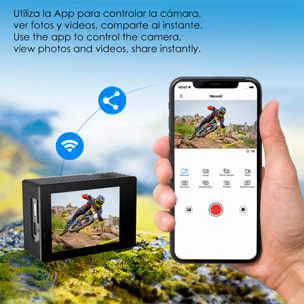 Camera Sportiva AT-M44 R 5k 30fps con 47,75 mpx, schermo da 2" con una moltitudine di accessori sportivi e WIFI.