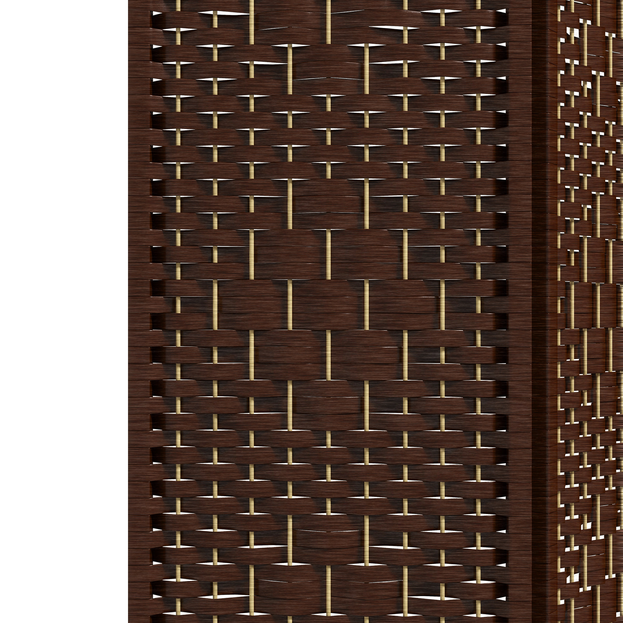 Paravent intérieur 4 panneaux pliables séparateur de pièce bois de peuplier bambou fibres de papier tressée brun paille