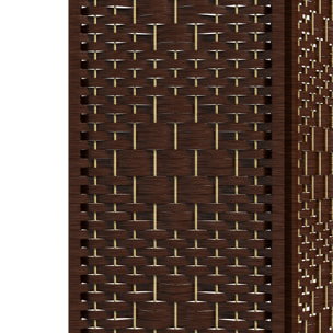 Paravent intérieur 4 panneaux pliables séparateur de pièce bois de peuplier bambou fibres de papier tressée brun paille
