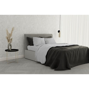 COMPLETO LETTO SATIN STRIPES RASO DI POLIESTERE MADE IN ITALY - MATRIMONIALE BIANCO