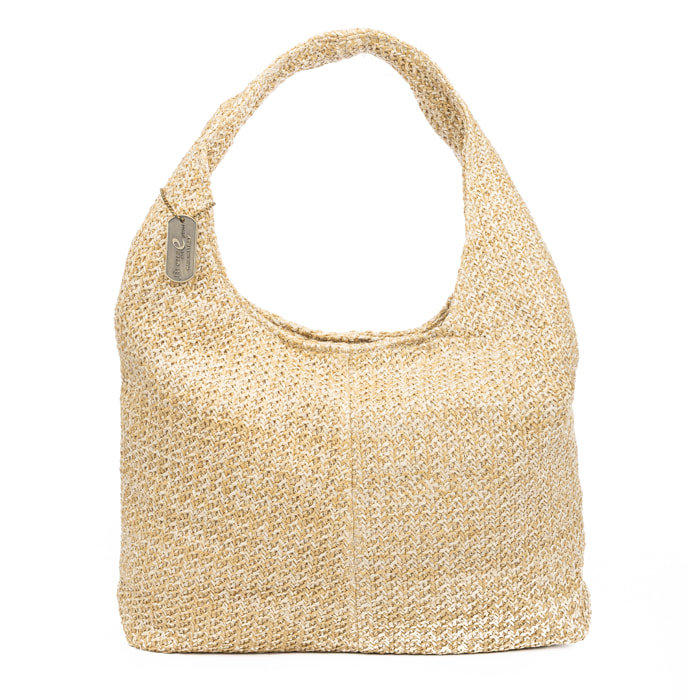 Berbenno Borsa a spalla Donna. Realizzata in rafia sintetica con design intrecciato.