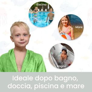 INTRECCI Accappatoio Bambino e Bambina, Accappatoio Spugna di Cotone, Assorbente, Morbido, per Pelli Sensibili, Certificato Oeko-Tex.