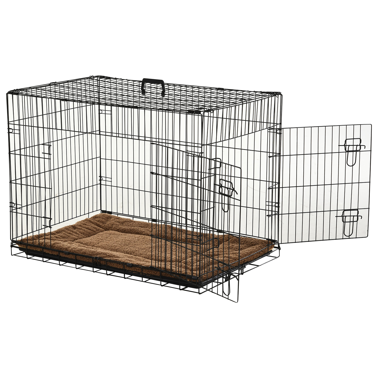 Cage caisse de transport pliante pour chien poignée, plateau amovible, coussin fourni 92 x 57 x 62,5 cm