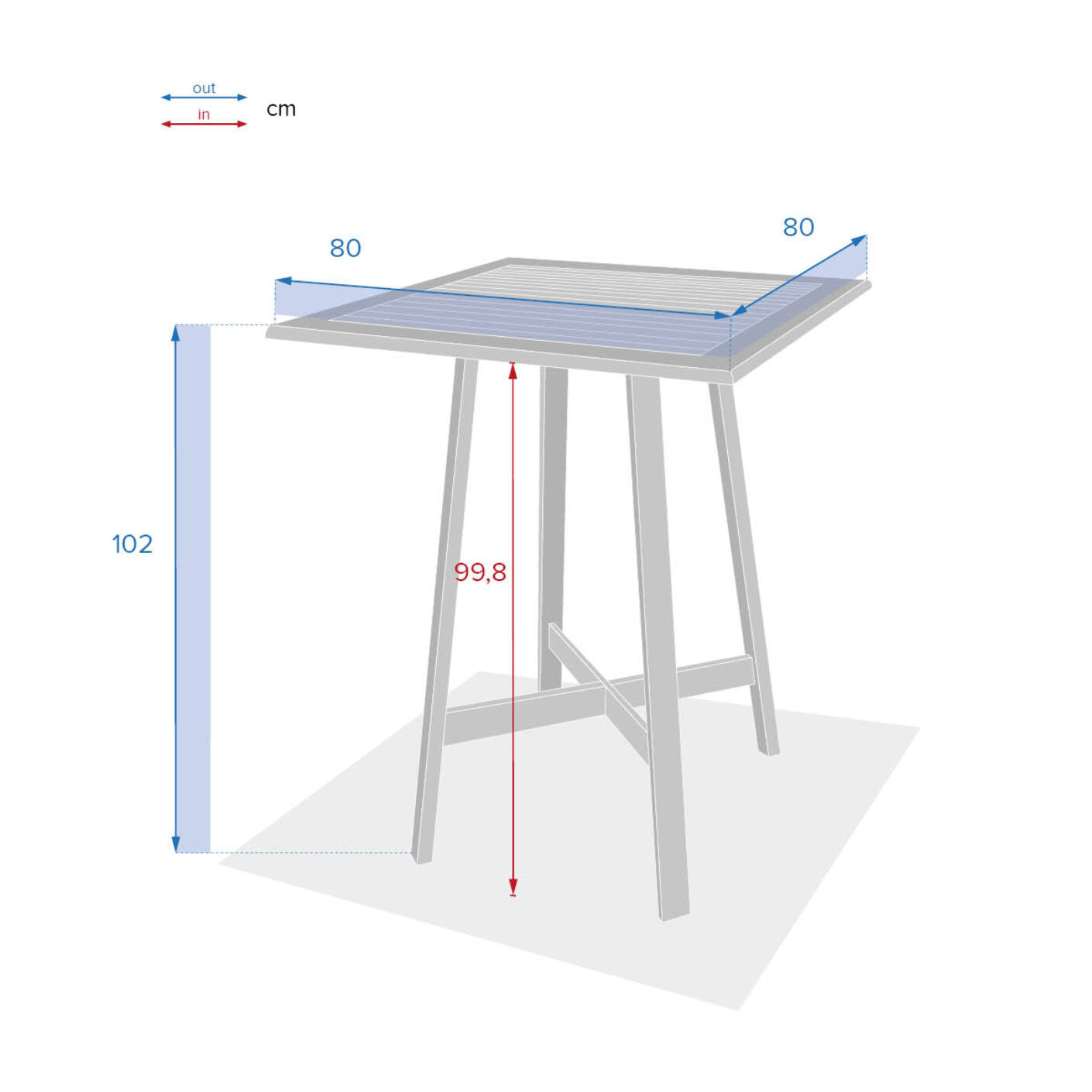 Table haute de jardin Tiwi Acacia
