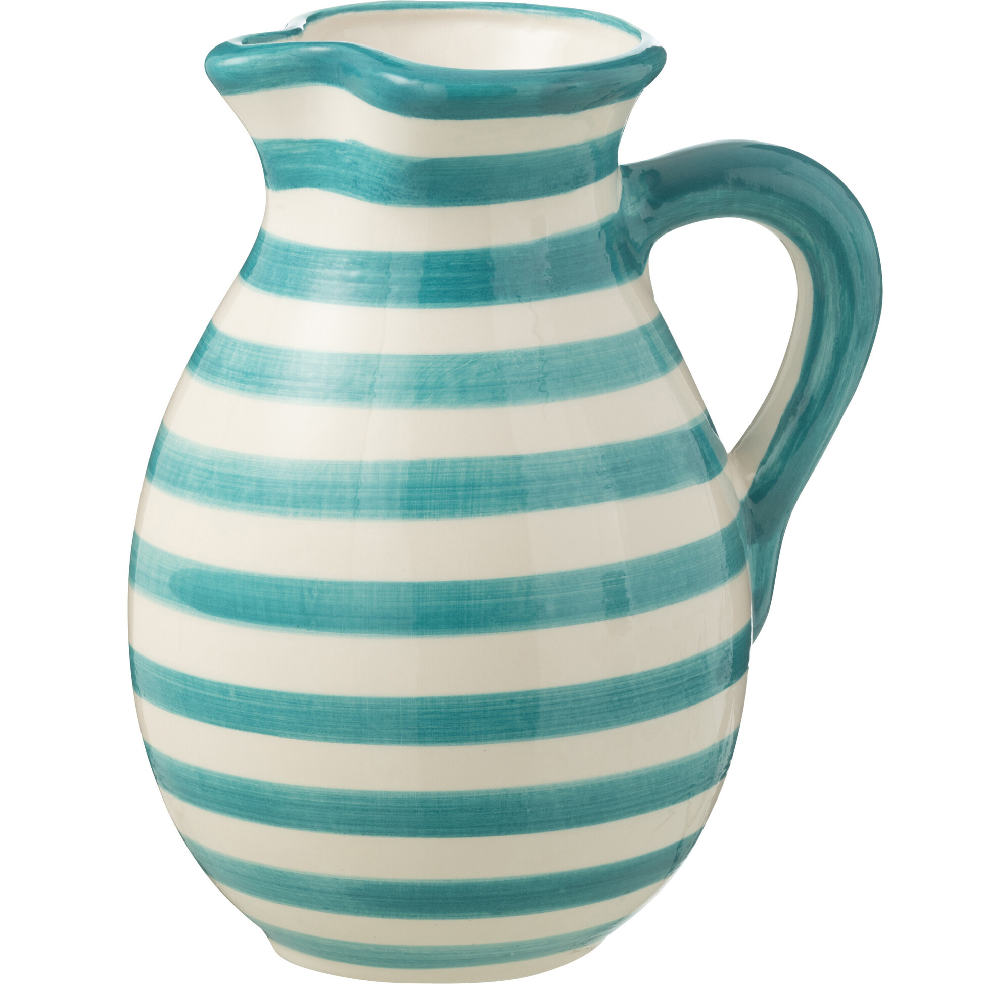 J-Line cruche Granada Stripes - céramique - blanc/aqua - large