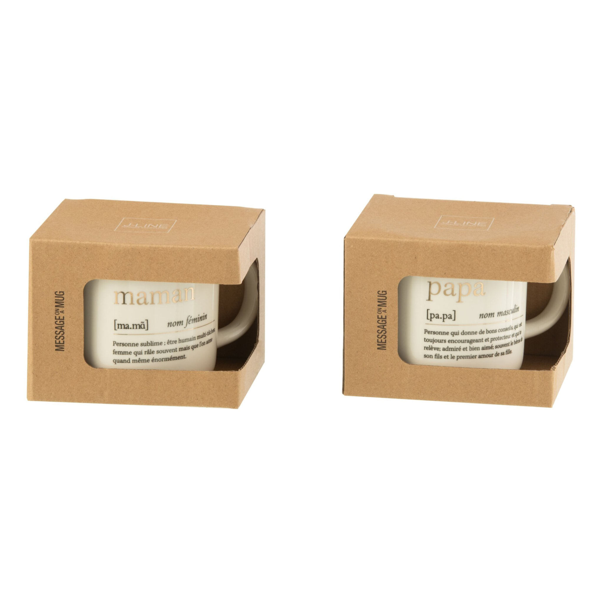 J-Line mug Message Maman Papa - céramique - or - 2 pcs