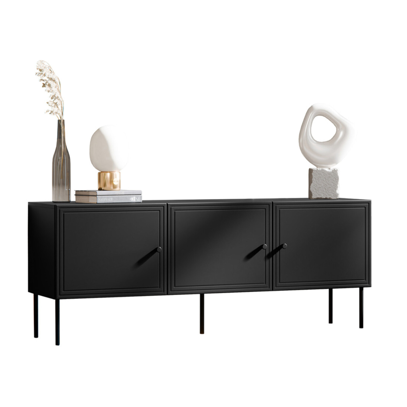 Lavaggi - meuble tv - 3 portes - 150 cm - Noir