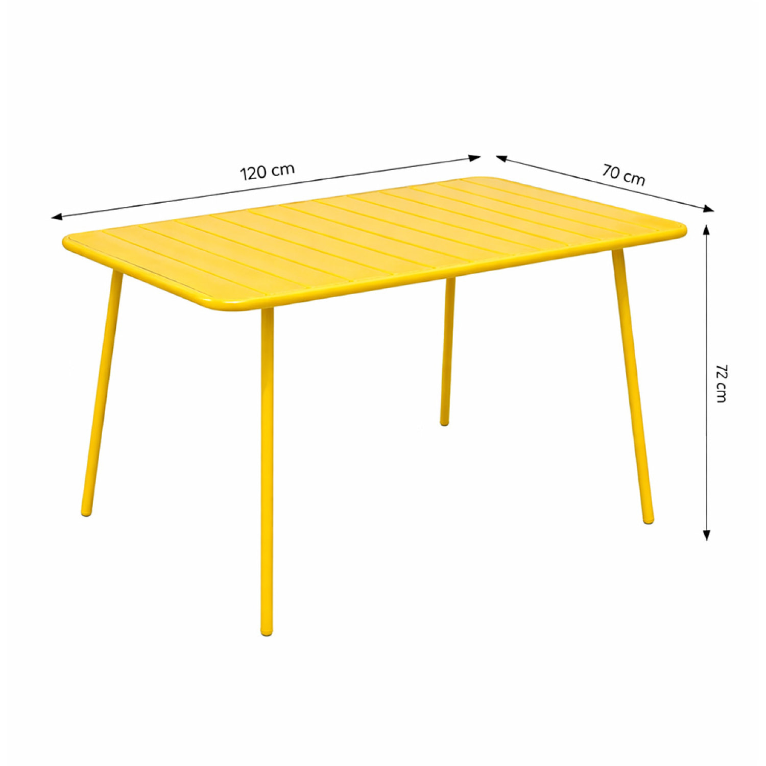 EVORA Table de jardin 4 à 6 places 120cm jaune