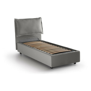 Letto singolo Armaduk, Letto contenitore con rivestimento in tessuto, 100% Made in Italy, Apertura frontale, con materasso Cm 80x190 incluso, Grigio