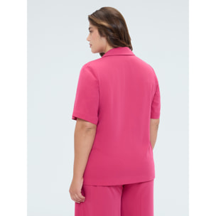 Fiorella Rubino - Blazer fluido con bottone gioiello - Fucsia
