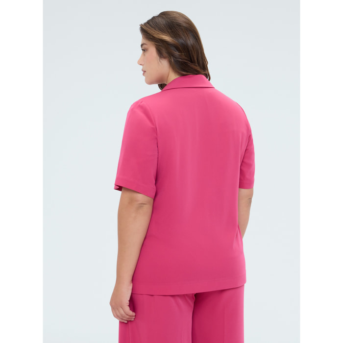 Fiorella Rubino - Blazer fluido con bottone gioiello - Fucsia