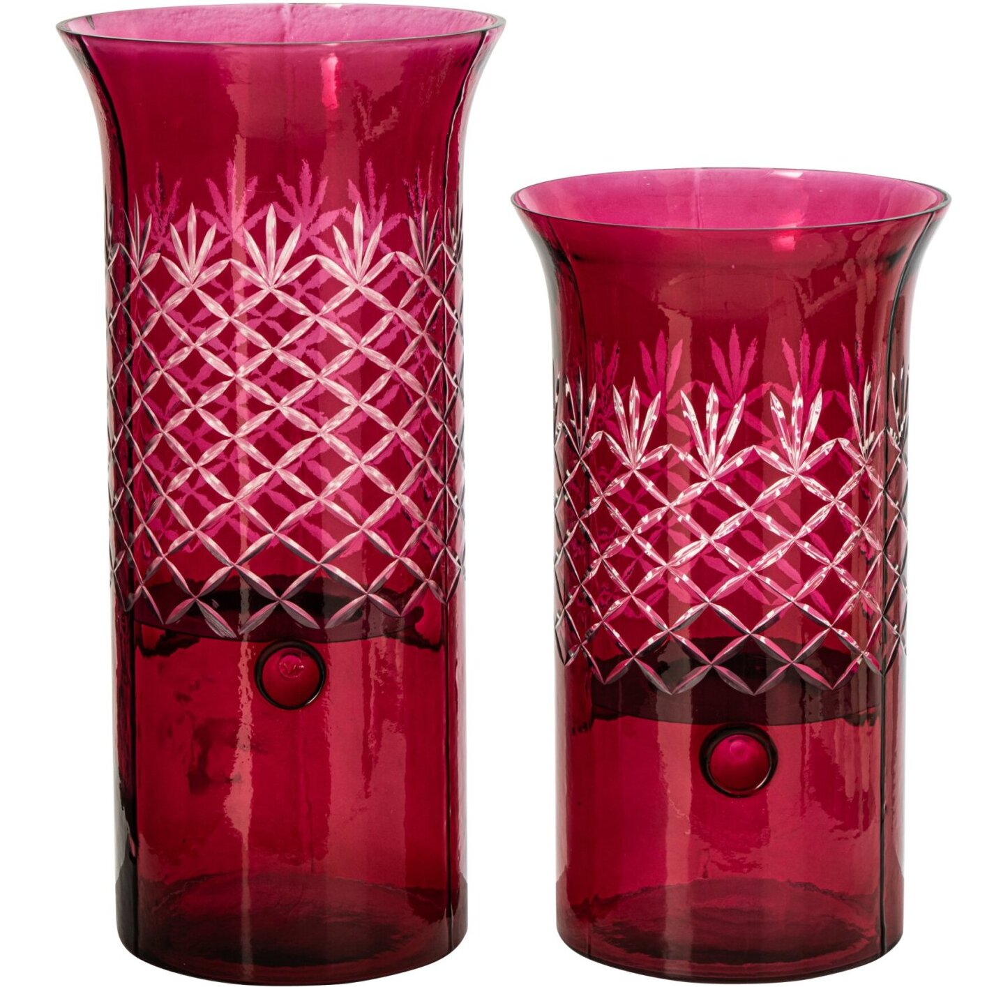 J-Line Chandelier - verre - rose foncé - large