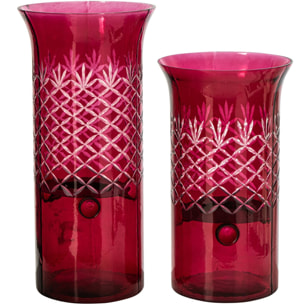 J-Line Chandelier - verre - rose foncé - large