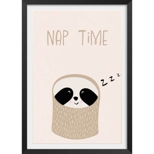 Affiche enfant paresseux  Affiche + cadre en bois - Noir