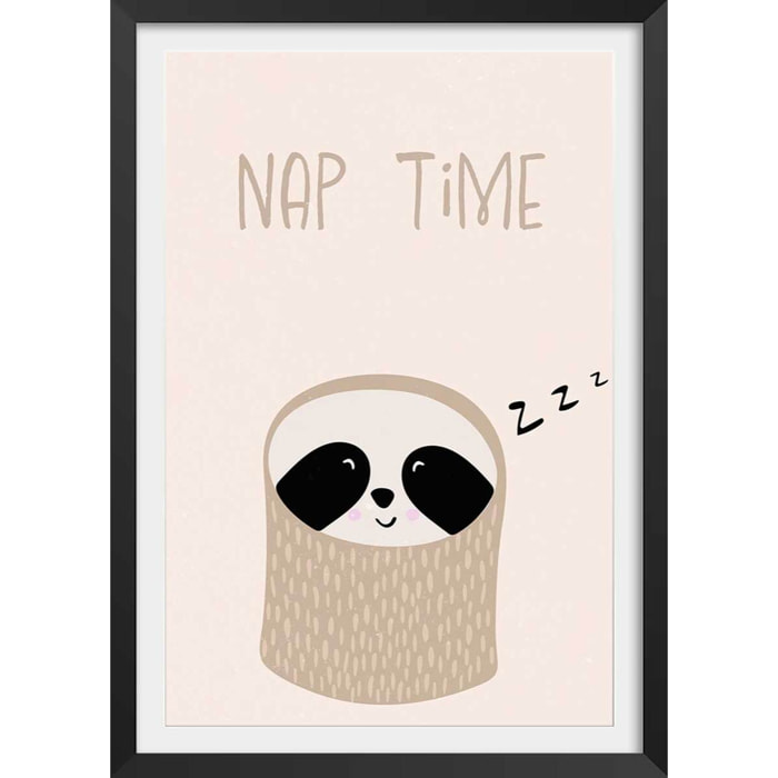 Affiche enfant paresseux  Affiche + cadre en bois - Noir