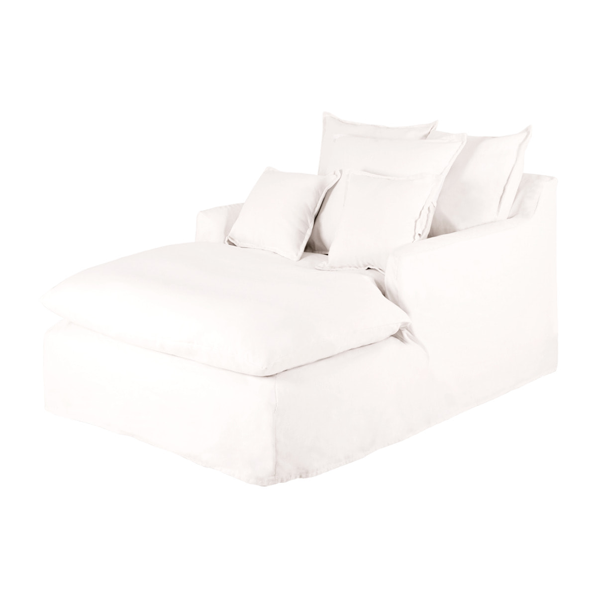 Fauteuil en coton et lin couleur blanc de 115x170cm Hauteur: 73 Longueur: 170 Largeur: 115