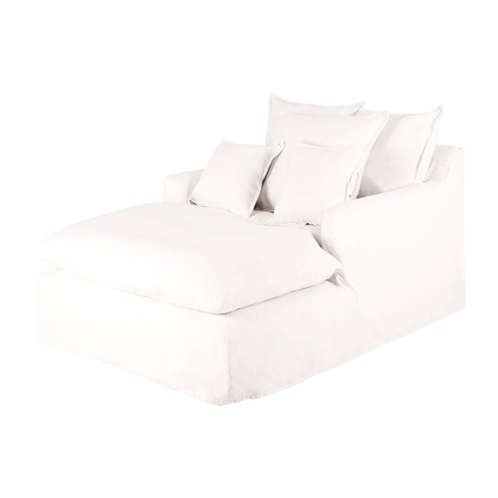 Fauteuil en coton et lin couleur blanc de 115x170cm Hauteur: 73 Longueur: 170 Largeur: 115