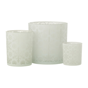 J-Line photophore Neige - verre - blanc - large