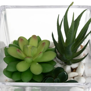 Composition des plantes arificielles pot verre H12cm
