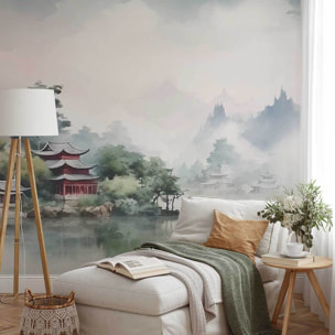 Papier peint panoramique fleuve asiatique Intissé