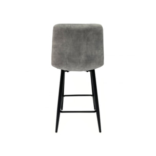 Chaise de bar capitonnée en velours - HERBY