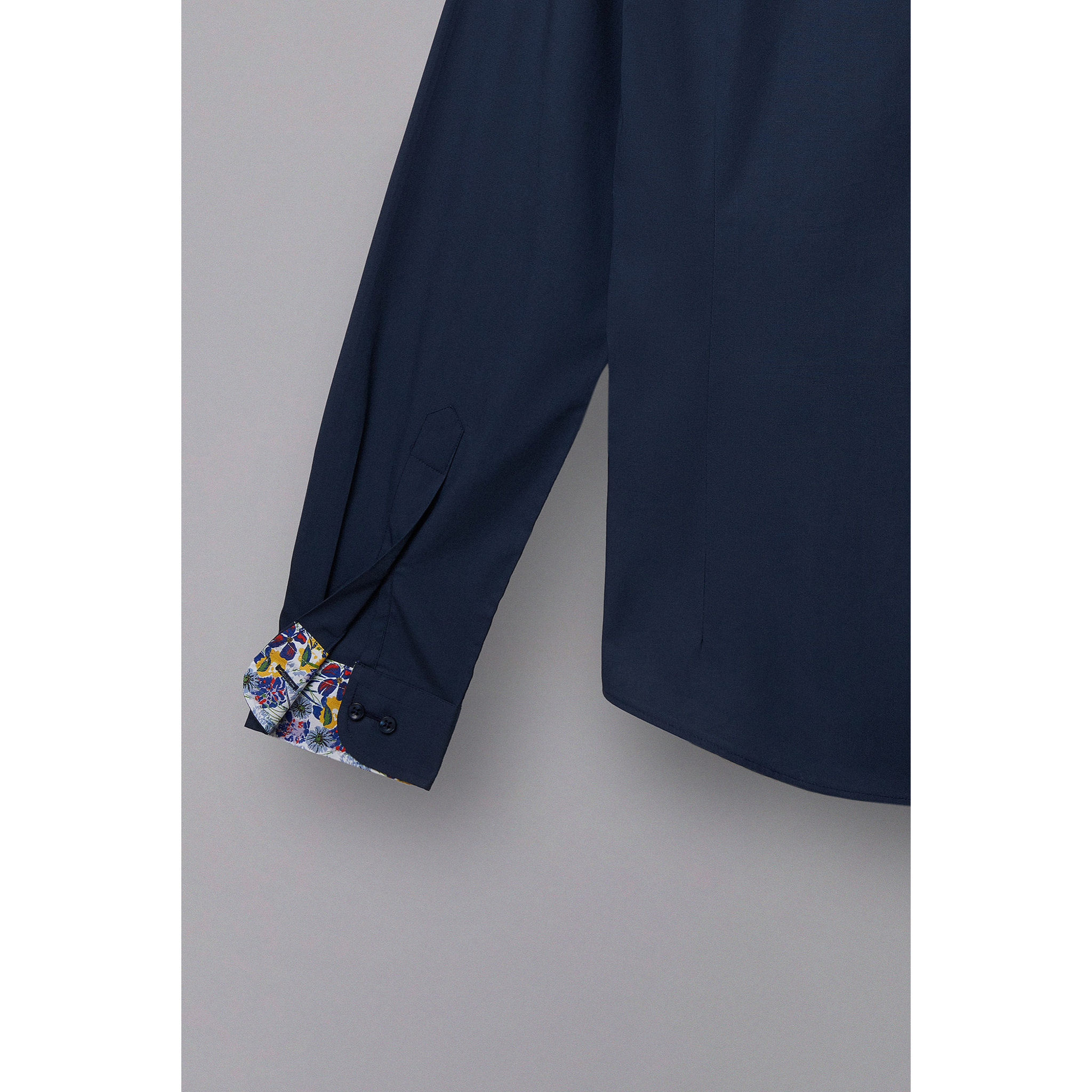 Camicia Uomo Coreano Slim Popeline Stretch Unito Blu