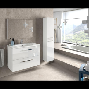 Mobile Bagno Sospeso Armadietto A Colonna Armadio Pensile Sospesa 2 Ante 4 Ripiani Elegante Minimal 30 x 25.5 x 150 cm Bianco Lucido Laccato