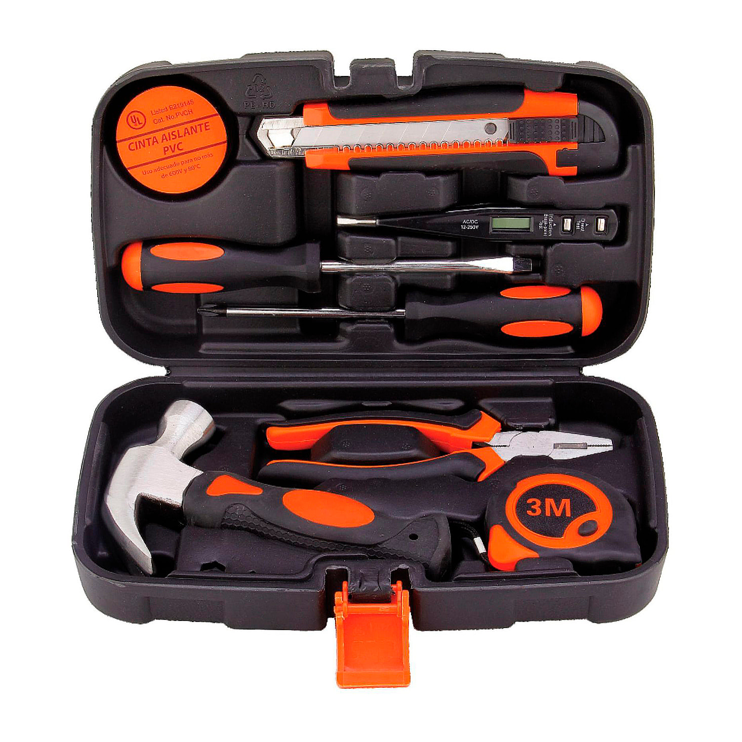 Set di strumenti domestici con valigia di trasporto e 9 pezzi.