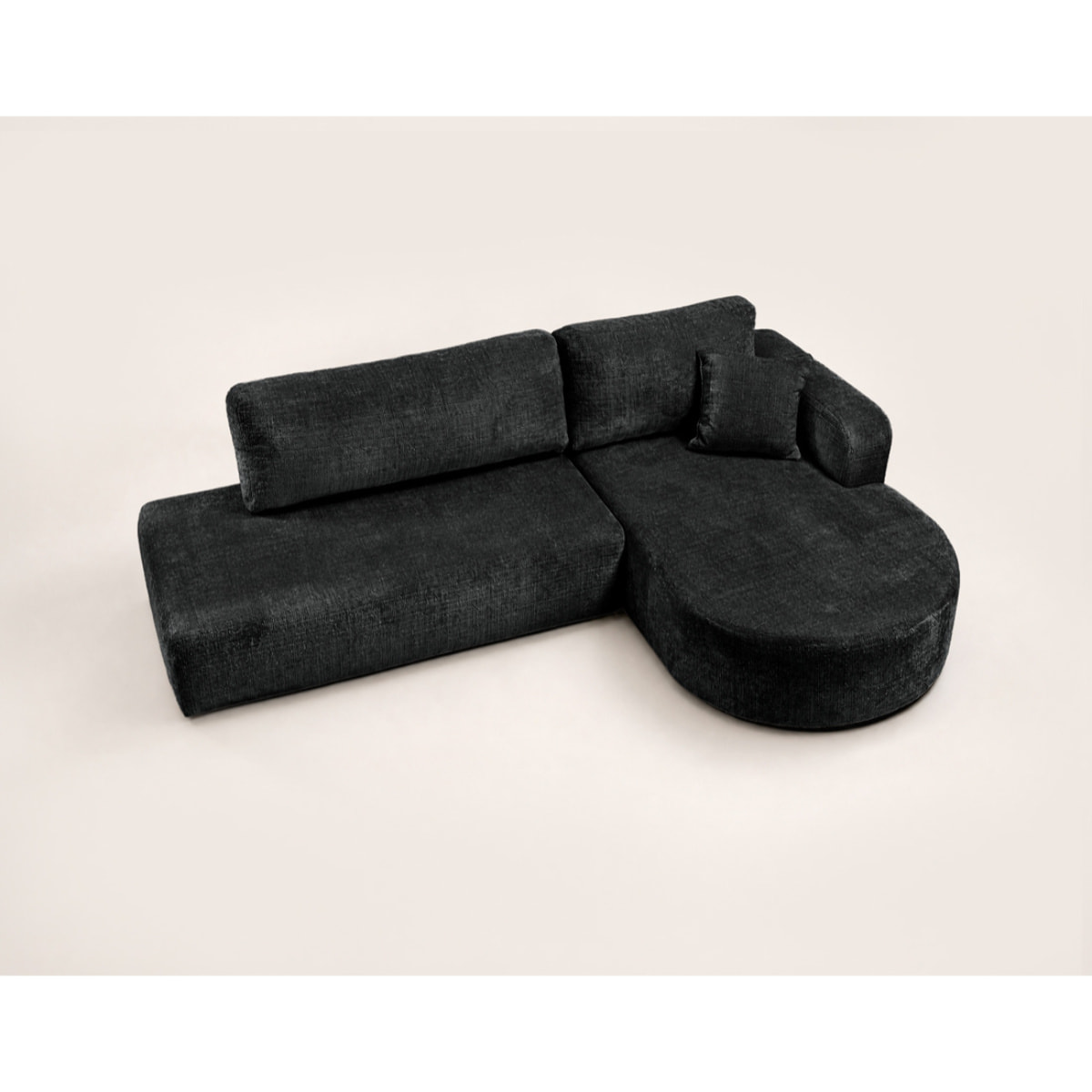 Miro - Canapé d'angle droit 4 places convertible avec coffre en velours texturé - Gris Anthracite