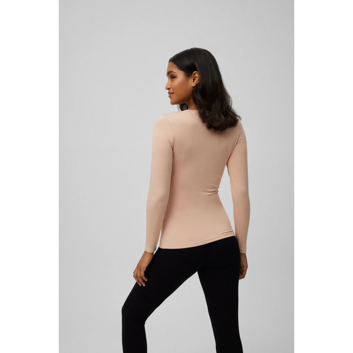 T-shirt termica da donna a maniche lunghe con scollo a V