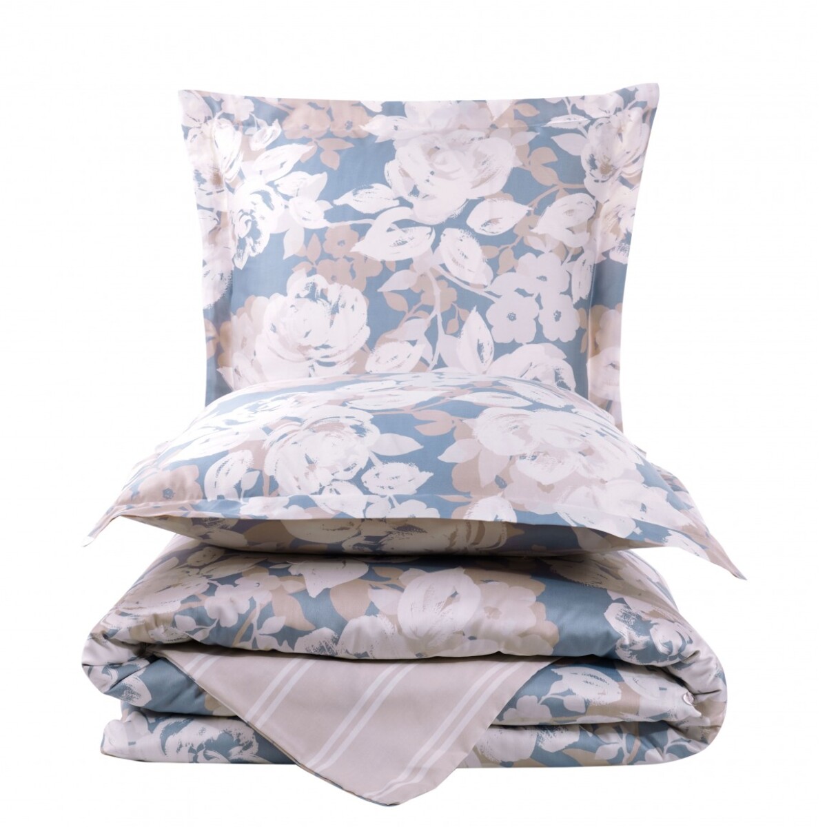 Parure housse de couette 240x220 cm et 2 taies d'oreiller 63x63cm satin de coton imprimé