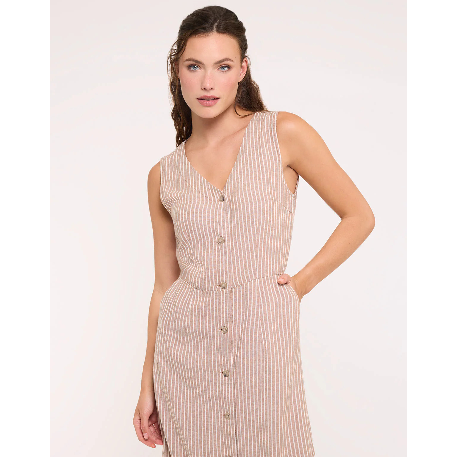 Vestido Midi Marrón - Coffee Stripe