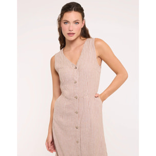 Vestido Midi Marrón - Coffee Stripe