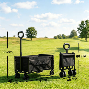 Chariot de transport pliable 60L porte arrière rabattable noir