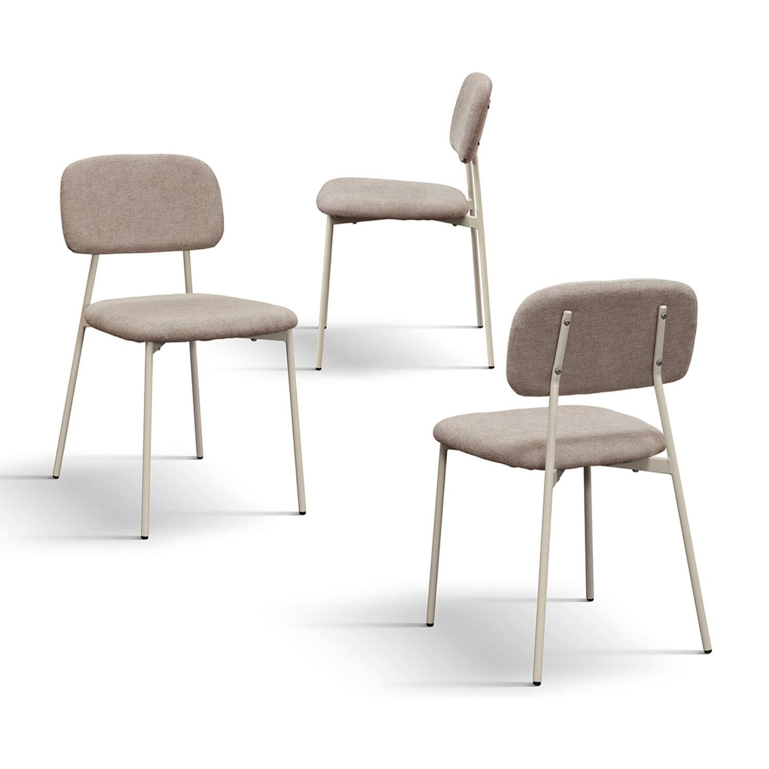 Set di 4 sedie BERLINO in tessuto beige e gambe in metallo beige