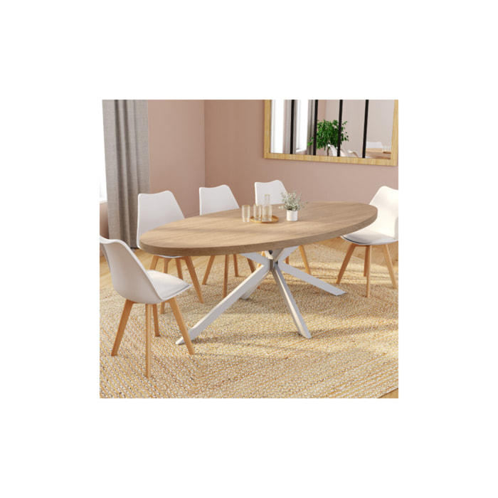 Table repas ovale pieds spider - Bois - Blanc