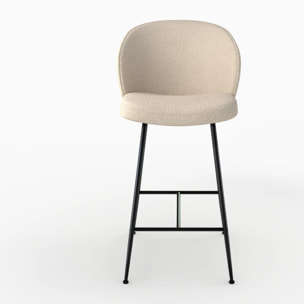 Chaise de bar en tissu bouclé beige 66 cm - Groom