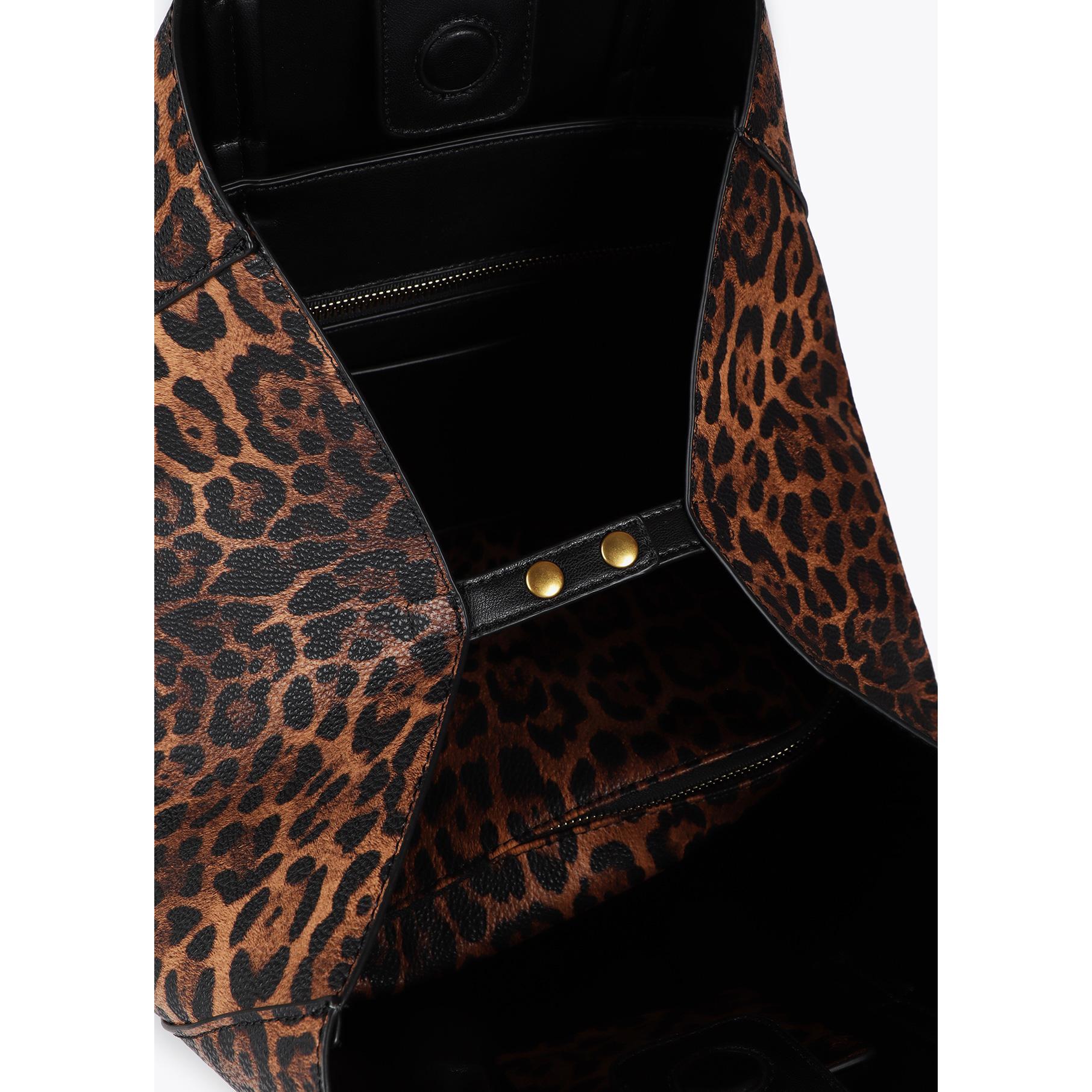 Borsa shopper stampa leopardo con logo LC