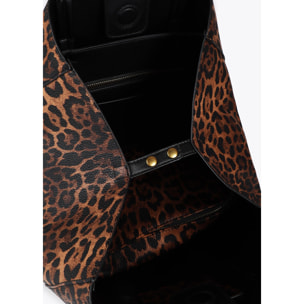Borsa shopper stampa leopardo con logo LC
