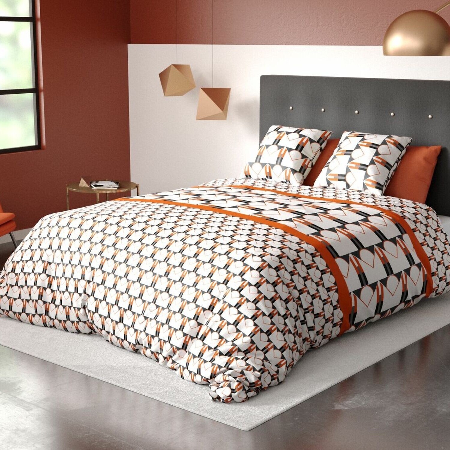 Parure Housse De Couette 3pcs avec Taies oreiller 100%microfibre 60gsm Arrow