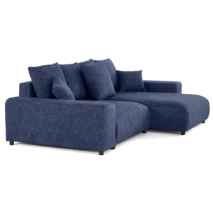 Spice - canapé d'angle réversible 4 places convertible avec coffre en tissu moucheté - Bleu marine